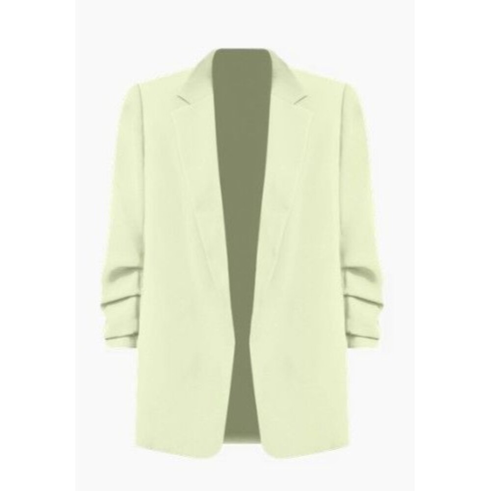 Chico’s Ruched Sleeve Blazer Frozen Lime Size 2 (12) Notched Lapel NWT Jacket